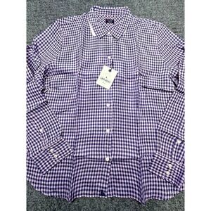 Untuckit Shirt Womens 16 Plaid Linen‎ Petite Sirah Regular Button Up Long Sleeve
